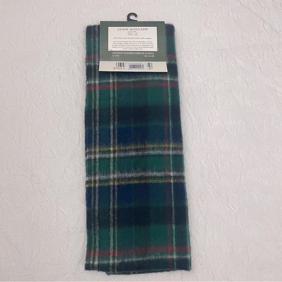 Clans Scotland Scott Green 100% Lambswool Scarf - Picture 4 of 7